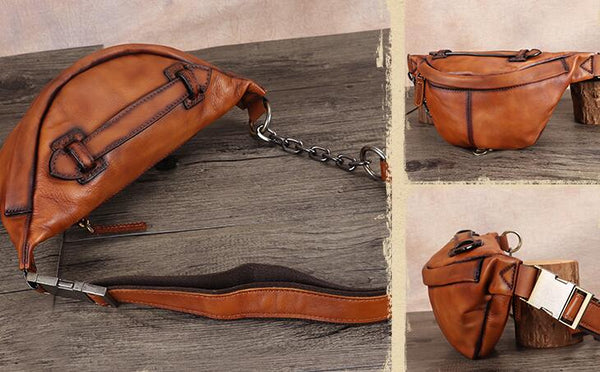 Fashion Womens Leather Chest Bag Sling Pack For Women Cowhide