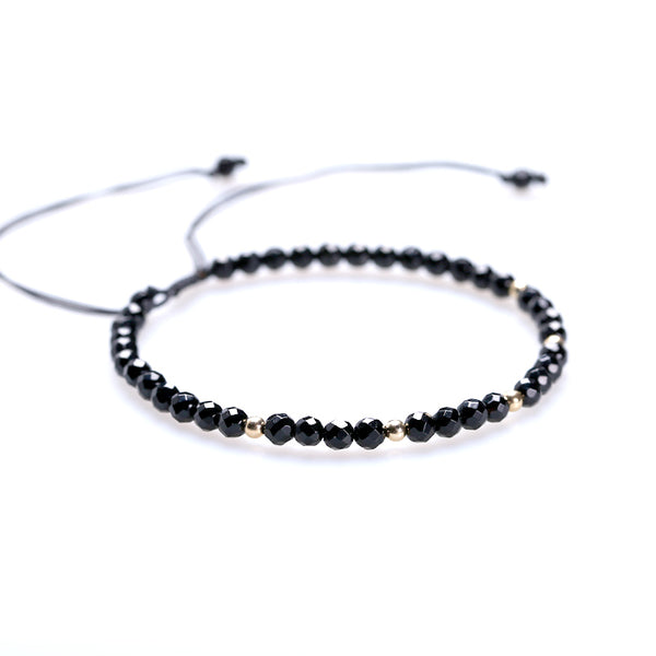 Feceted Black Onyx Beaded Bracelets Handmade Couples Lovers Jewelry Accessories Women Men adorable