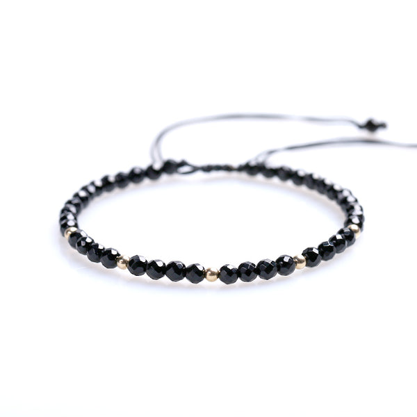 Feceted Black Onyx Beaded Bracelets Handmade Couples Lovers Jewelry Accessories Women Men