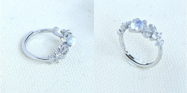 Female Blue Moonstone Engagement Ring White Gold Plated Sterling Silver Moonstone Ring For Women Details