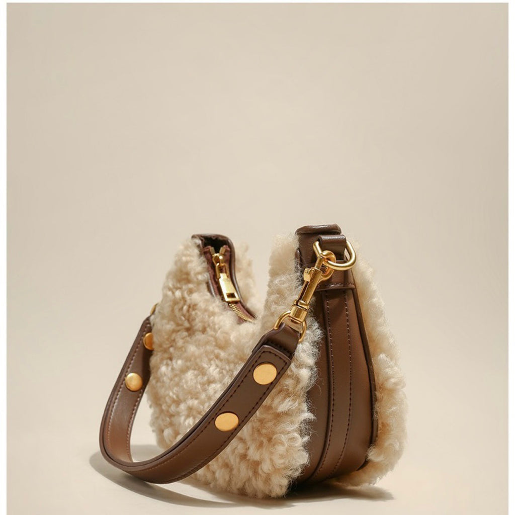 Fluffy Lamb Wool Shoulder Bags Warm Fur Small Handbags For Women Casual