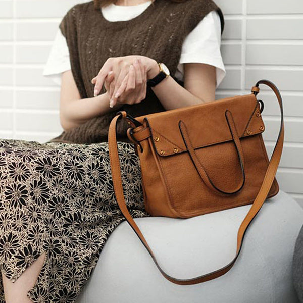 Foldable Women's Genuine Leather Crossbody Tote Handbags For Women Fashion