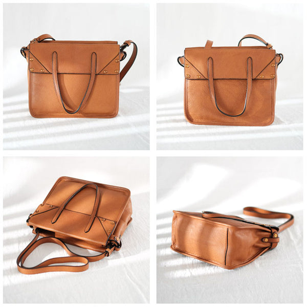 Foldable Women's Genuine Leather Crossbody Tote Handbags For Women Girlfriend