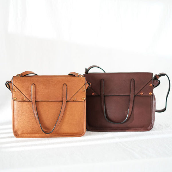 Foldable Women's Genuine Leather Crossbody Tote Handbags For Women Handmade