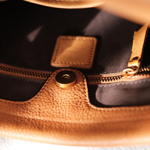 Foldable Women's Genuine Leather Crossbody Tote Handbags For Women Inside