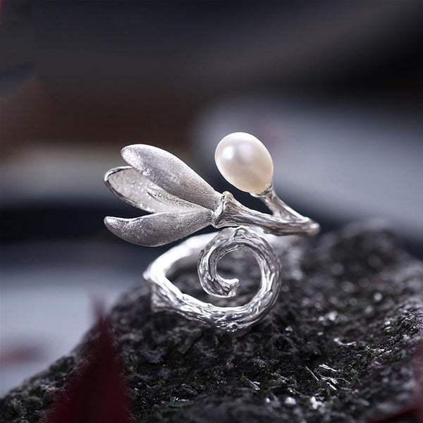 Freshwater Pearl Ring Silver June Birthstone unique Jewelry