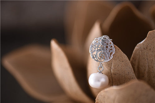 Freshwater Pearl Stud Earrings Sterling Silver Handmade Gemstone Jewelry Accessories Gift Women beautiful