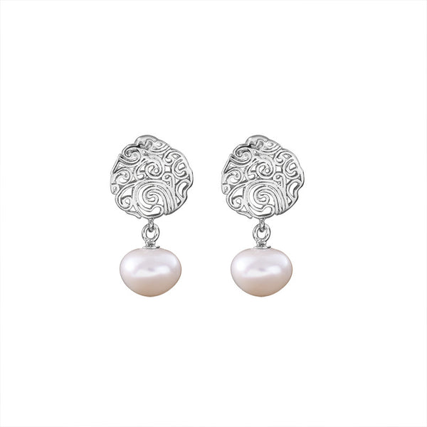 Freshwater Pearl Stud Earrings Sterling Silver Handmade Gemstone Jewelry Accessories Gift Women cute