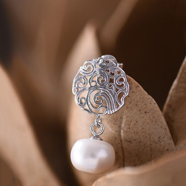 Freshwater Pearl Stud Earrings Sterling Silver Handmade Gemstone Jewelry Accessories Gift Women elegant