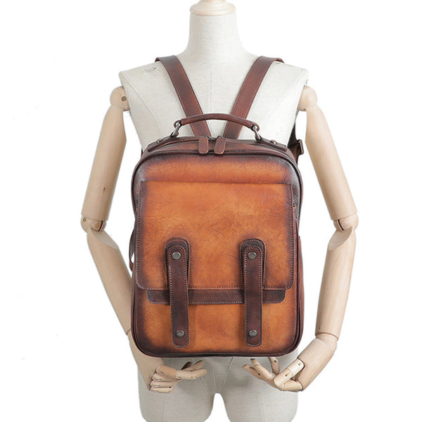 Funky Brown Leather Womens Backpack Bag Purse Cool Backpacks for Women Cool