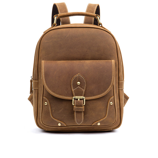 Funky Ladies Small Brown Leather Backpack Bag