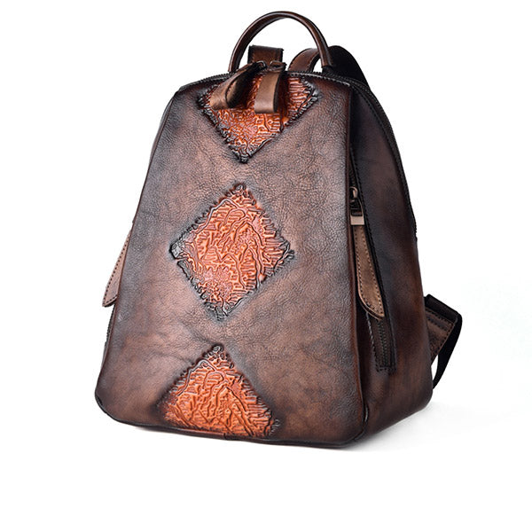 Funky Womens Brown Leather Backpack Handbags Purse