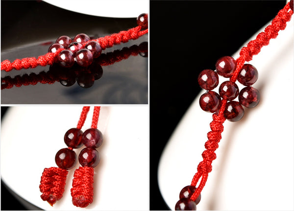 Garnet-Bead-Braided-Rope-Anklet-Handmade-Jewelry-Accessories-Gift-Women-charming