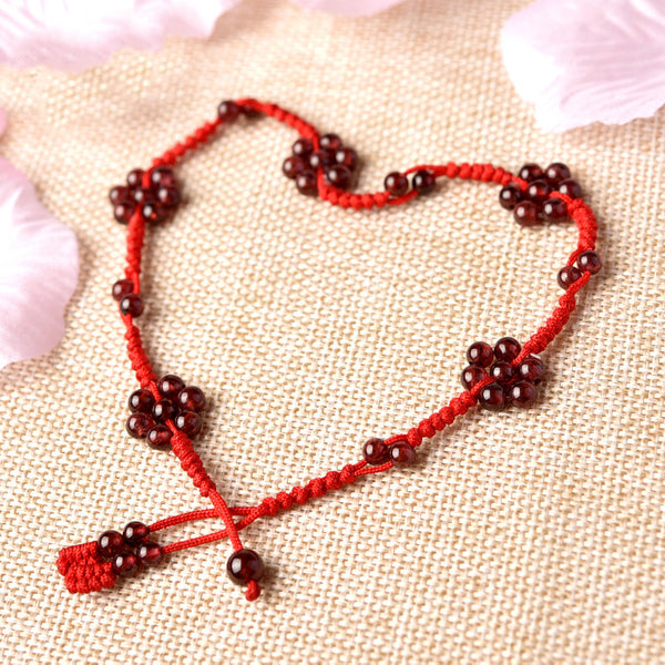 Garnet-Bead-Braided-Rope-Anklet-Handmade-Jewelry-Accessories-Gift-Women-chic