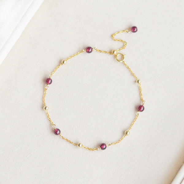 Garnet Bead Gold Anklet Handmade january birthstone Jewelry Accessories Women adorable