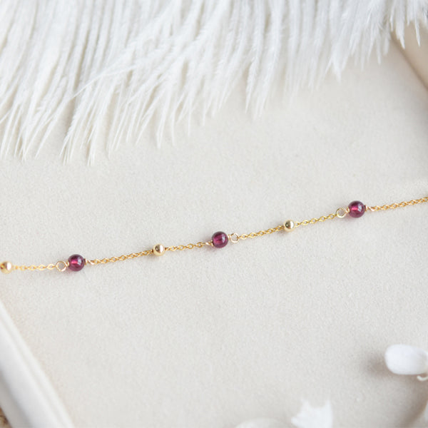 Garnet Bead Gold Anklet Handmade january birthstone Jewelry Accessories Women beautiful