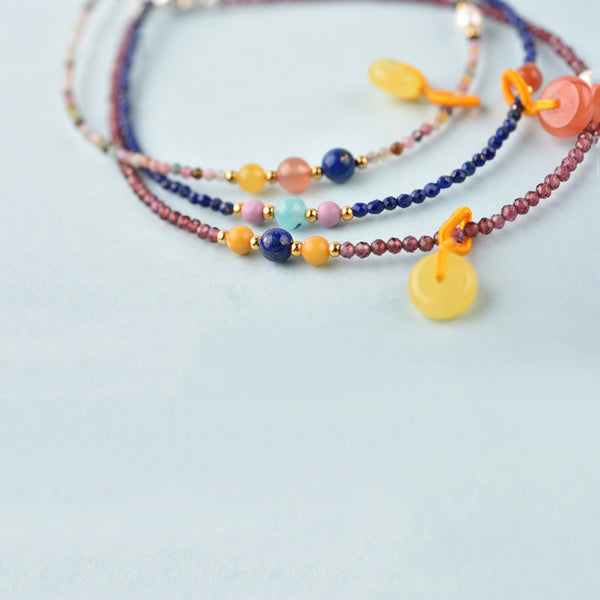 Garnet-Lapis-Lazuli-Tourmaline-Bead-Anklet-Handmade-Gemstone-Jewelry-Accessories-Gift-Women-nice
