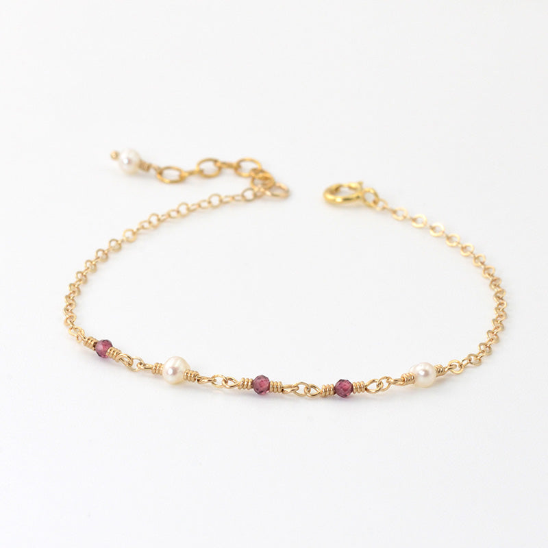 Garnet Pearl Bead Bracelet Gold Handmade Jewelry Accessories Women