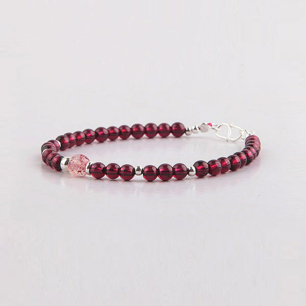 Garnet Sterling Silver Bead Bracelets Handmade Jewelry Accessories Gift Women adorable