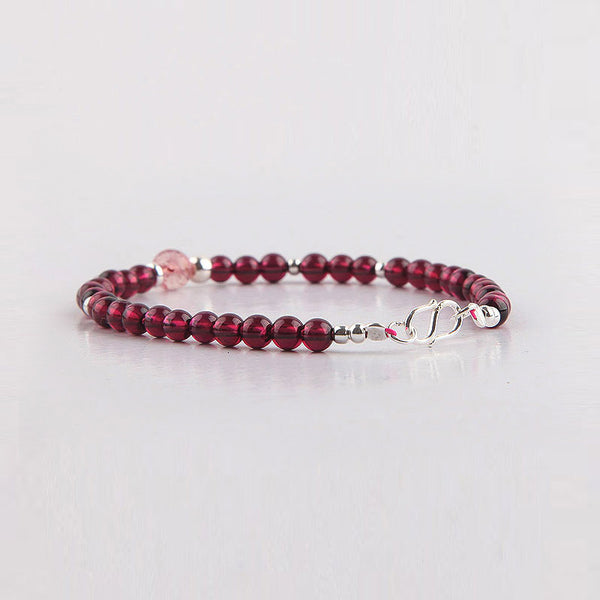 Garnet Sterling Silver Bead Bracelets Handmade Jewelry Accessories Gift Women chic