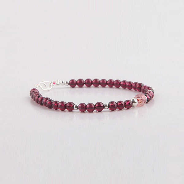 Garnet Sterling Silver Bead Bracelets Handmade Jewelry Accessories Gift Women