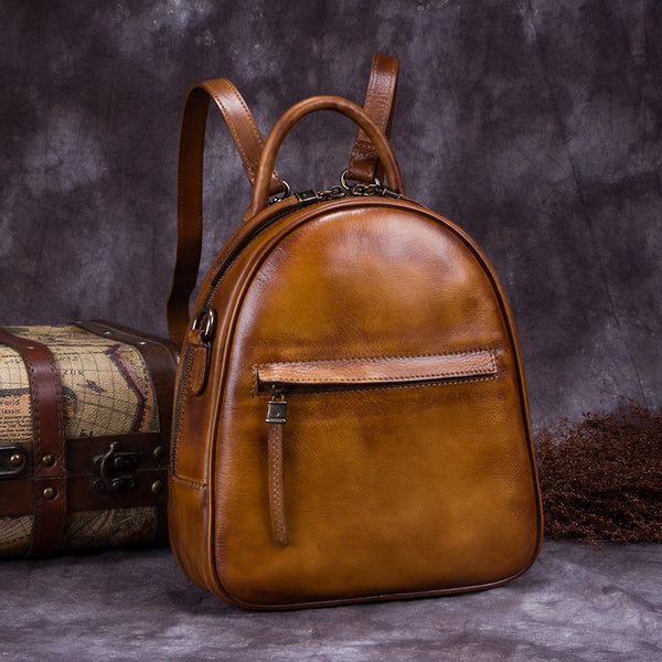 Genuine Leather Backpacks Handmade Vintage Backpack Bags handbag School bags Women Brown