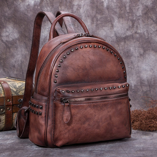 Genuine-Leather-Backpacks-Handmade-Vintage-Backpack-Bags-handbag-School-bags-Women-Coffee