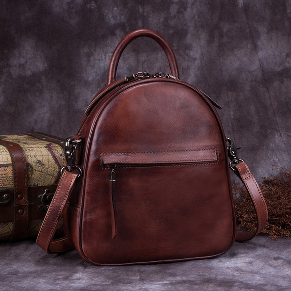 Genuine Leather Backpacks Handmade Vintage Backpack Bags handbag School bags Women Coffee