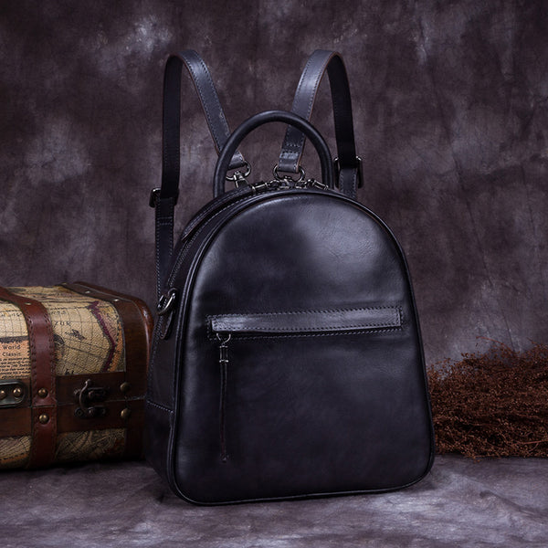 Genuine Leather Backpacks Handmade Vintage Backpack Bags handbag School bags Women Grey