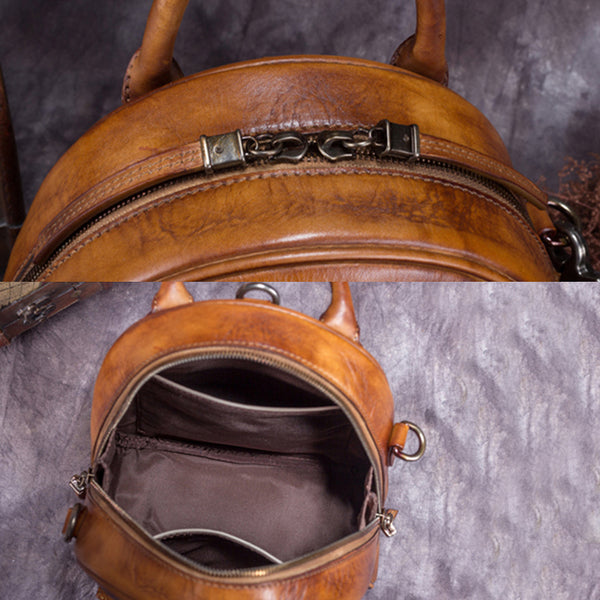 Genuine Leather Backpacks Handmade Vintage Backpack Bags handbag School bags Women datails