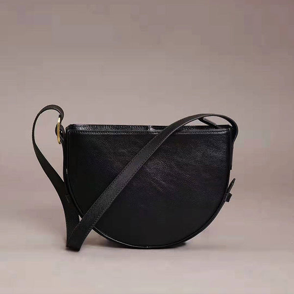 Genuine Leather Half-round Cross Shoulder Bag Side Bags Purse For Women Affordable
