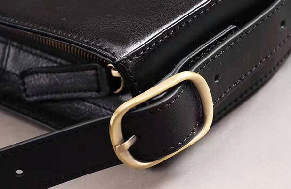 Genuine Leather Half-round Cross Shoulder Bag Side Bags Purse For Women Details