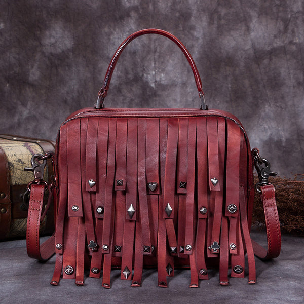 Genuine Leather Handbag Crossbody Shoulder Bags Purses Women Red
