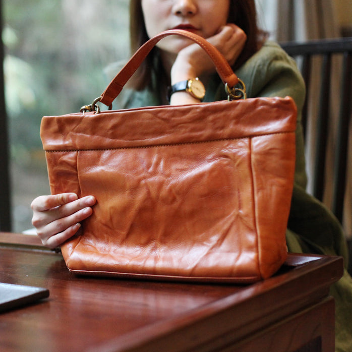 Genuine Leather Handbags Shoulder Crossbody Bags Satchel Purses Women brown