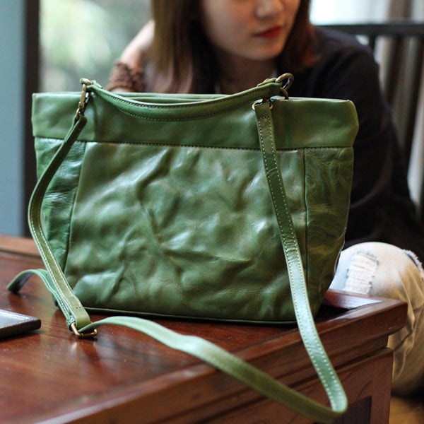 Genuine Leather Handbags Shoulder Crossbody Bags Satchel Purses Women green