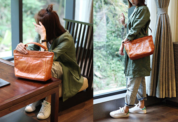 Genuine Leather Handbags Shoulder Crossbody Bags Satchel Purses Women natural