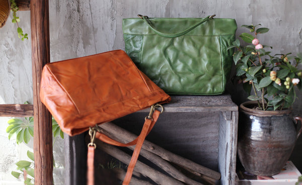 Genuine Leather Handbags Shoulder Crossbody Bags Satchel Purses Women vintage tote