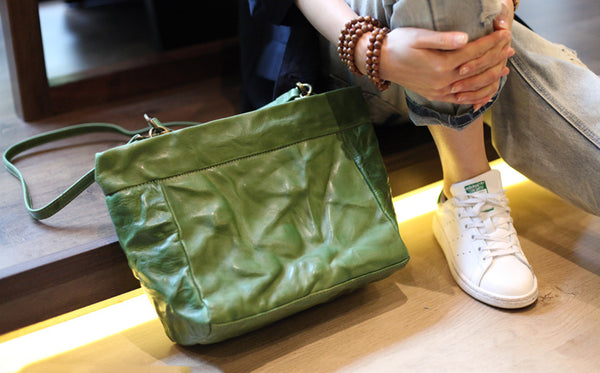 Genuine Leather Handbags Shoulder Crossbody Bags Satchel Purses Women vintage