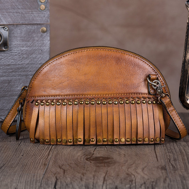 Genuine Leather Handmade Crossbody Shoulder Bags Purses Accessories Women Brown