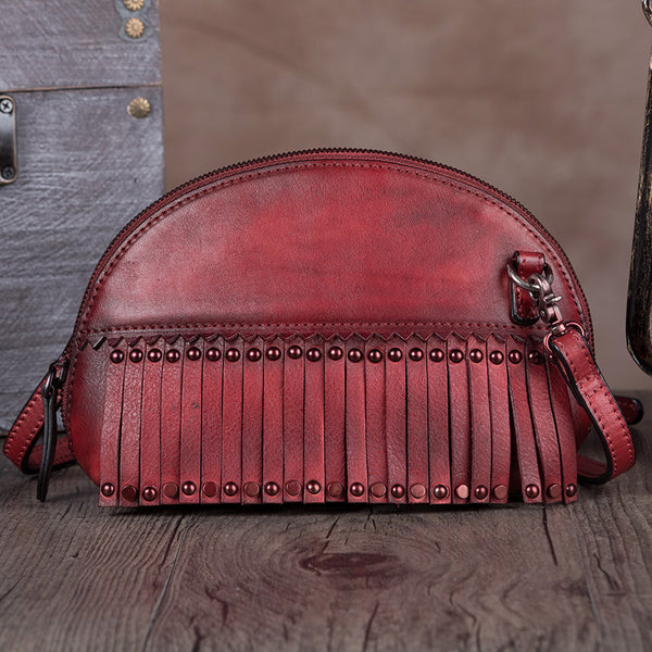 Genuine Leather Handmade Crossbody Shoulder Bags Purses Accessories Women Red