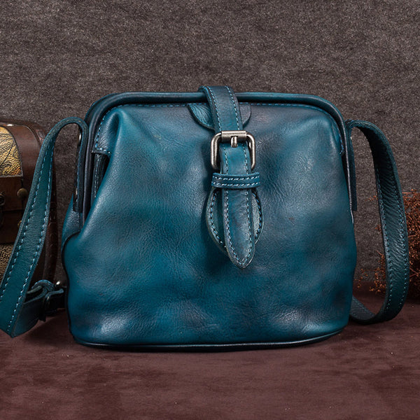 Genuine Leather Handmade Vintage Crossbody Shoulder Bags Purses Accessories Gift Women Blue