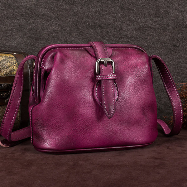 Genuine Leather Handmade Vintage Crossbody Shoulder Bags Purses Accessories Gift Women Purple