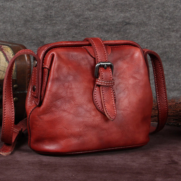 Genuine Leather Handmade Vintage Crossbody Shoulder Bags Purses Accessories Gift Women Red