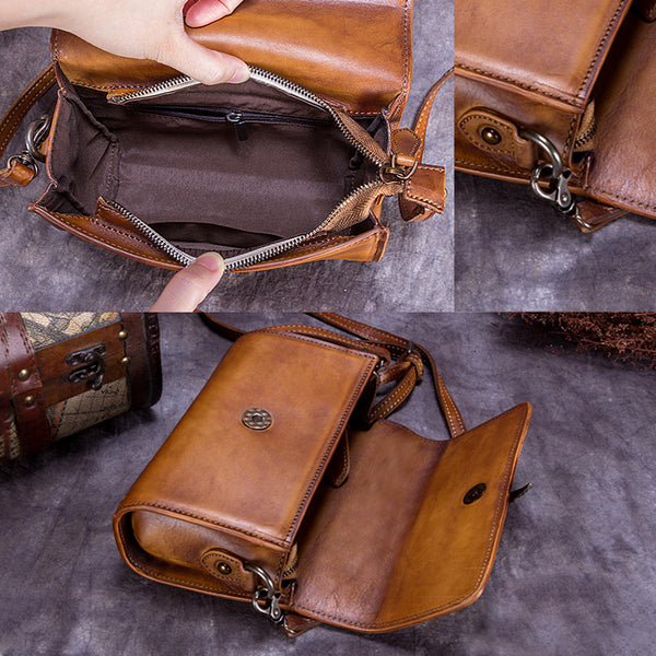 Genuine Leather Vintage Crossbody Shoulder Bags Purses Women details