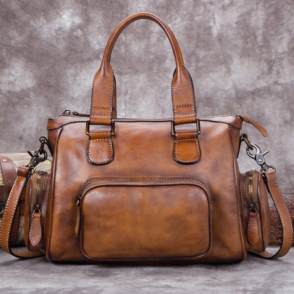 Genuine Leather Vintage Handbag Crossbody Shoulder Bags Purses Accessories Women Brown
