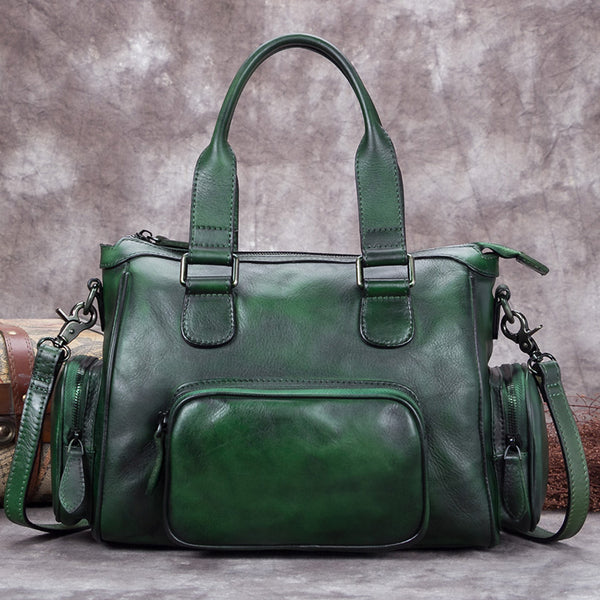 Genuine Leather Vintage Handbag Crossbody Shoulder Bags Purses Accessories Women Green