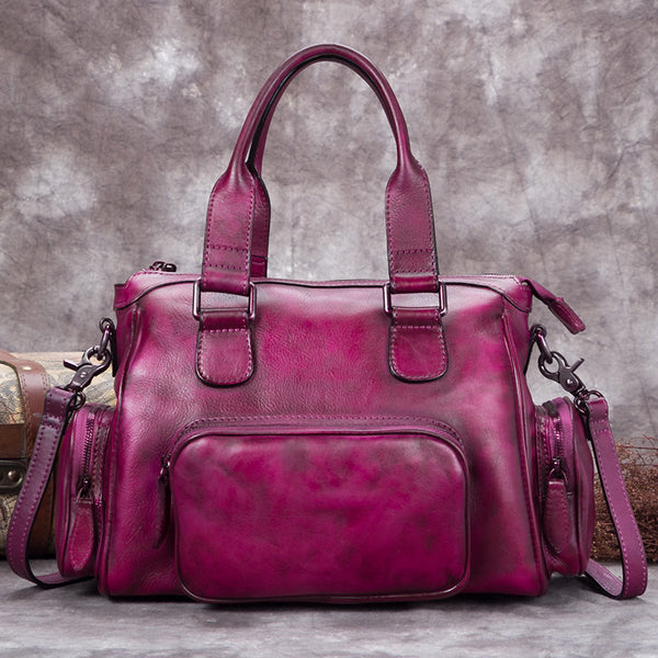 Genuine Leather Vintage Handbag Crossbody Shoulder Bags Purses Accessories Women Purple