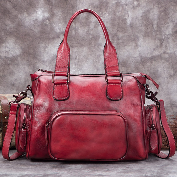 Genuine Leather Vintage Handbag Crossbody Shoulder Bags Purses Accessories Women Red