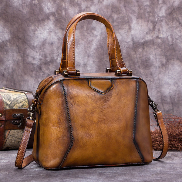 Genuine Leather Vintage Handbag Crossbody Shoulder Bags Purses Women Brown