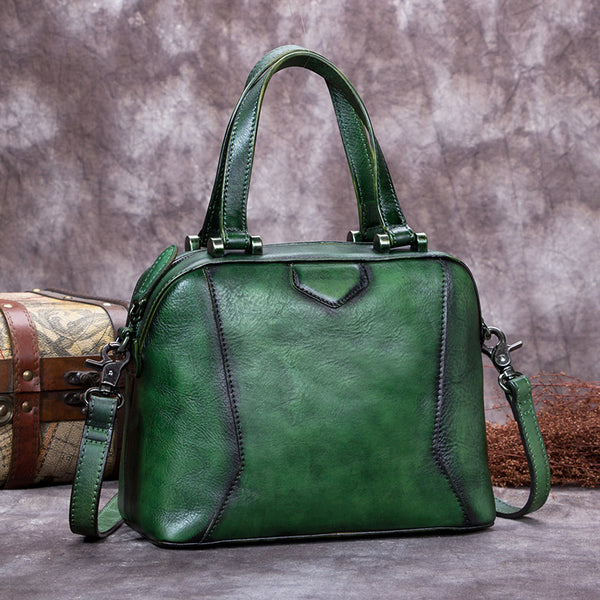 Genuine Leather Vintage Handbag Crossbody Shoulder Bags Purses Women Green